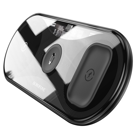 Беспроводное зарядное устройство BOROFONE BQ19 Powerful 3-in-1 для iPhone+Airpods+Apple Watch, 3A, 5W/7.5W/10W/15W, черный фото