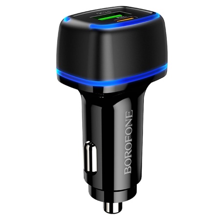 Автомобильное зарядное устройство BOROFONE BZ14A Mercury, 1xUSB + 1xUSB-C, 3A, 20W, черный фото