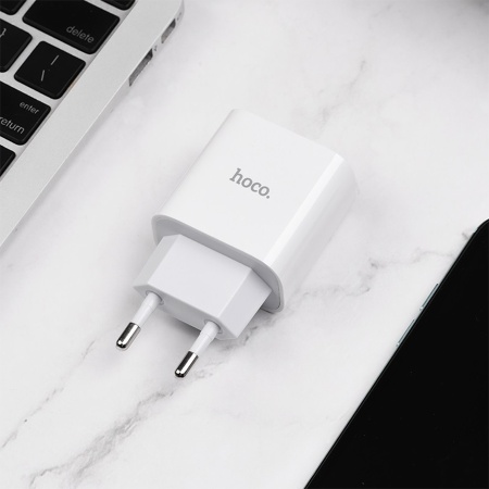 Сетевое зарядное устройство HOCO C76A Plus Speed 1xUSB-C, 3A, 20W, белый фото