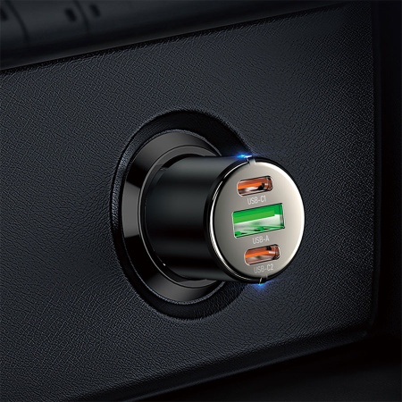Автомобильное зарядное устройство HOCO NZ6, 1xUSB + 2xUSB-C, 45W, черный фото