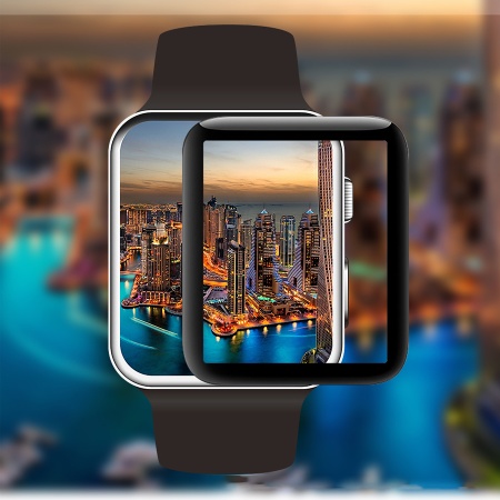 Защитное стекло COTEetCI 4D для Apple Watch 3, Full Glue 3D, 38mm, прозрачный+черная рамка фото