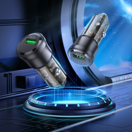 Автомобильное зарядное устройство BOROFONE BZ23 Noble, 1xUSB, 18W, прозрачный черный фото