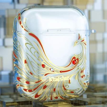 Чехол пластиковый Kingxbar со шнурком для Airpods 2, прозрачный, феникс (16) фото