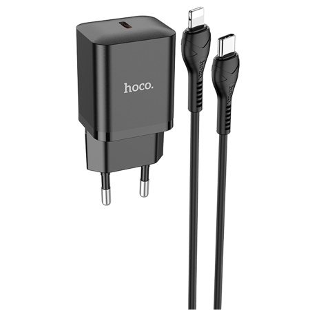 Сетевое зарядное устройство HOCO N27 Innovative 1xUSB-C с Кабелем Type-C - Lightning, 20W, черный фото