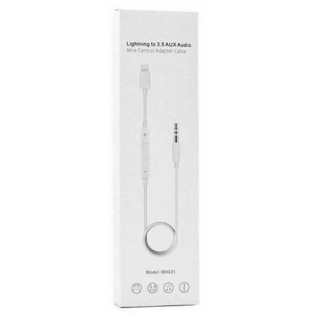 Аудиокабель  MH021 AUX с микрофоном Jack 3,5 (m) - Lightning (m), 1 м, белый фото
