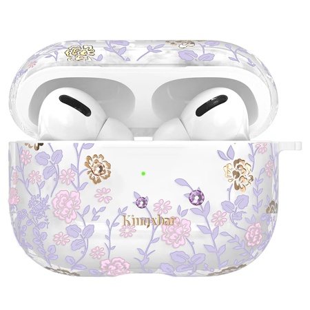 Чехол пластиковый Kingxbar со шнурком для Airpods Pro, прозрачный, фиолетовый плющ (15) фото