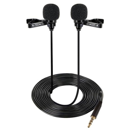 Микрофон петличный проводной CANDC DC-C6DM двойной, Jack 3.5mm, черный фото