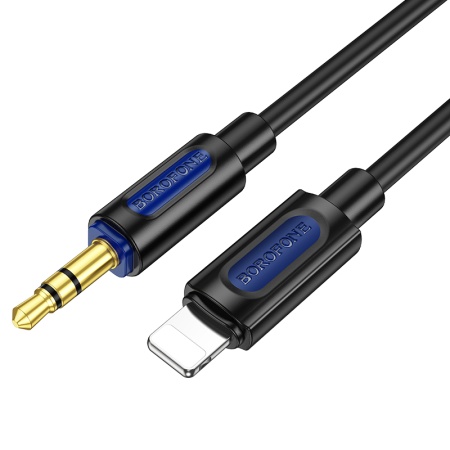 Аудиокабель BOROFONE BL20 True sound AUX Jack 3,5 (m) - Lightning (m), 1 м, черный фото