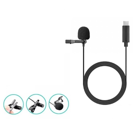 Микрофон петличный проводной CANDC DC-C3, Type-C, 6 м, черный фото