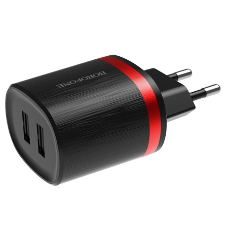 Сетевое зарядное устройство BOROFONE BA7A FlashPlug 2xUSB, 2.4A, черный фото