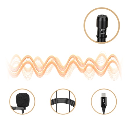 Микрофон петличный проводной JMARY MC-R2, Type-C, 2 м, черный фото