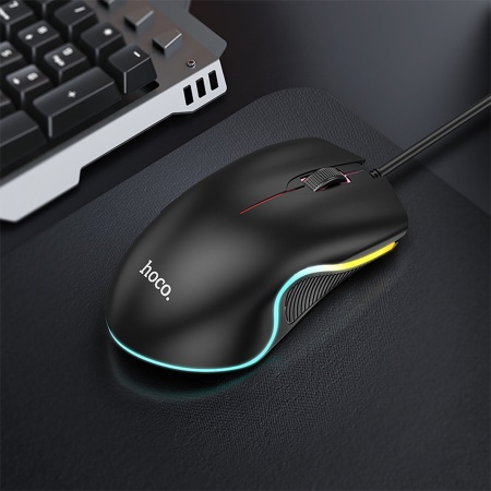 Мышь проводная HOCO GM19 Enjoy, USB, черный