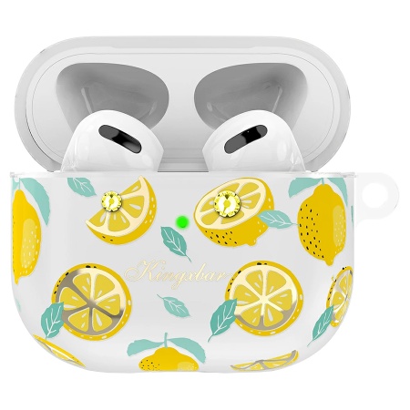 Чехол пластиковый Kingxbar со шнурком для Airpods Pro, прозрачный, лимоны (1) фото