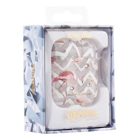 Чехол пластиковый Kingxbar со шнурком для Airpods 2, прозрачный, фламинго5 (10) фото