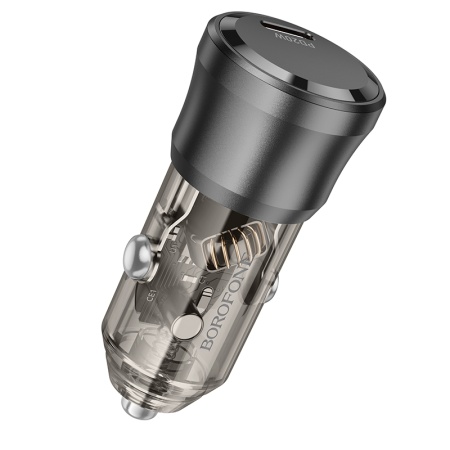 Автомобильное зарядное устройство BOROFONE BZ24 Clever, 1xUSB-C, 20W, прозрачный черный фото