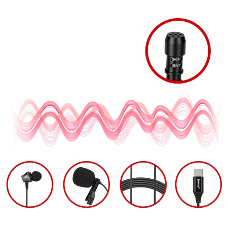 Микрофон петличный проводной JMARY MC-R6, Type-C, 3 м, черный фото