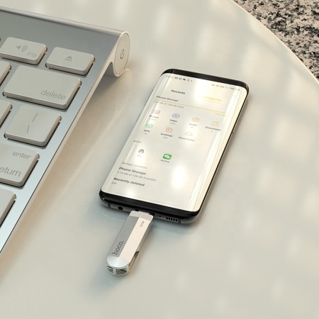 USB флеш-накопитель HOCO UD10 Wise, USB 3.0/Type-C, 64GB, серебристый фото