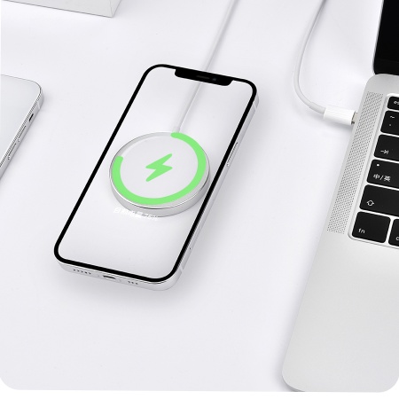 Беспроводное зарядное устройство MagSafe COTEetCI CS5702 MagSafe Charger с Кабелем Type-C, 15W, белый фото