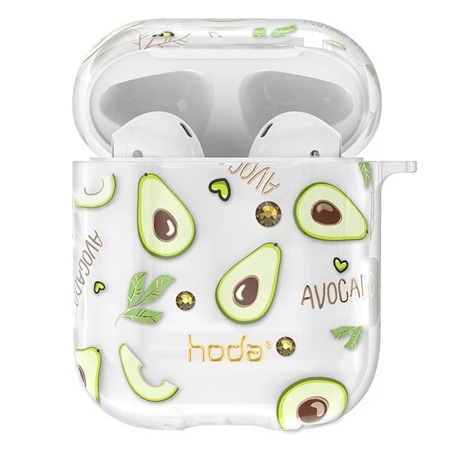 Чехол пластиковый Kingxbar со шнурком для Airpods 2, прозрачный, авокадо (3) фото