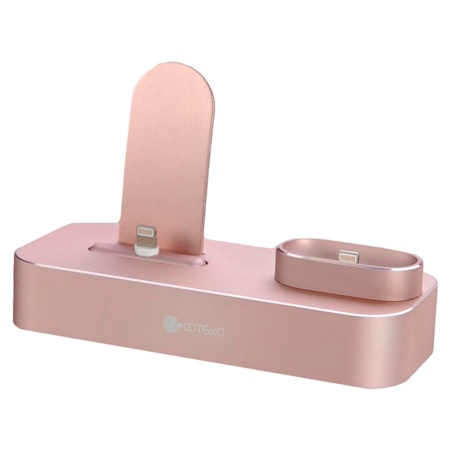 Настольная зарядная станция COTEetCI CS7205-MRG Base 22 2-in-1 для iPhone+Airpods, розовое золото фото