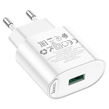 Сетевое зарядное устройство HOCO C109A Fighter 1xUSB, 3.0A, 18W, белый фото