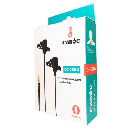 Микрофон петличный проводной CANDC DC-C6DM двойной, Jack 3.5mm, черный фото