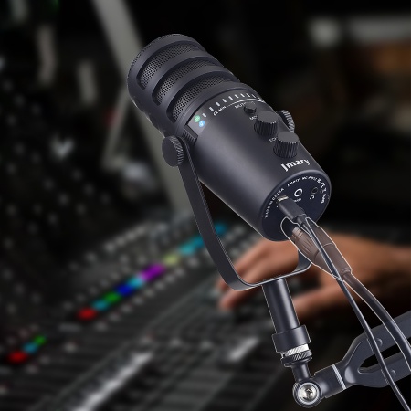 Микрофон универсальный кардиоидный JMARY MC-PW12, Type-C+Bluetooth+AUX, черный фото