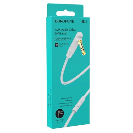 Аудиокабель BOROFONE BL5 AUX с микрофоном Jack 3,5 (m) - Jack 3,5 (m), 1 м, серый фото