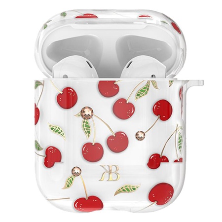 Чехол пластиковый Kingxbar со шнурком для Airpods 2, прозрачный, вишня (5) фото