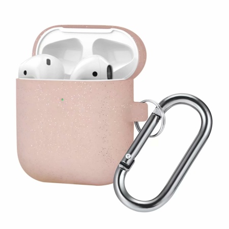 Чехол силиконовый с карабином для Airpods 2, розовое золото (12) фото