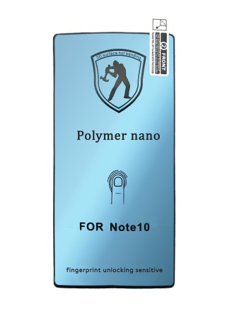 Защитная пленка Polymer nano для Samsung Note 10, Full Glue 3D, чувствителен к отпечатку, прозрачный+черная рамка фото