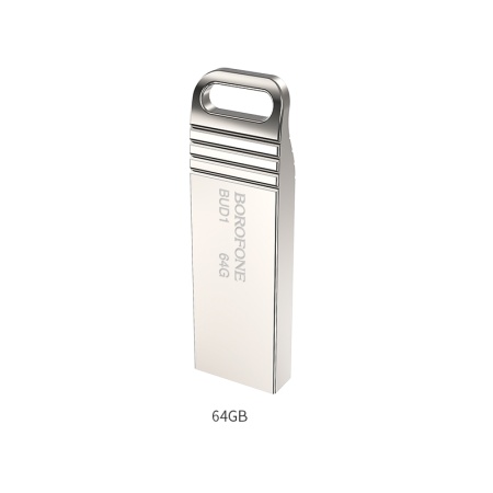 USB флеш-накопитель BOROFONE BUD1 Nimble, USB 2.0, 64GB, серебристый фото