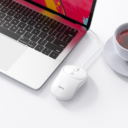 Мышь проводная HOCO GM13 Esteem, USB, белый