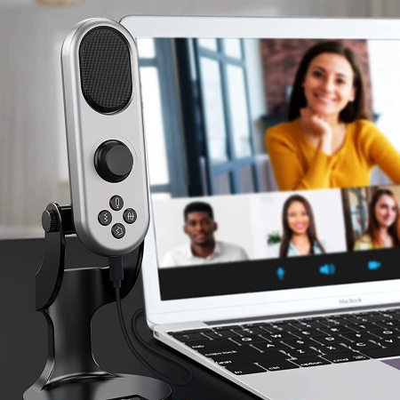 Микрофон универсальный кардиоидный JMARY MC-PW7, Type-C+Lightning+Jack 3.5mm, 1.8 м, черный фото