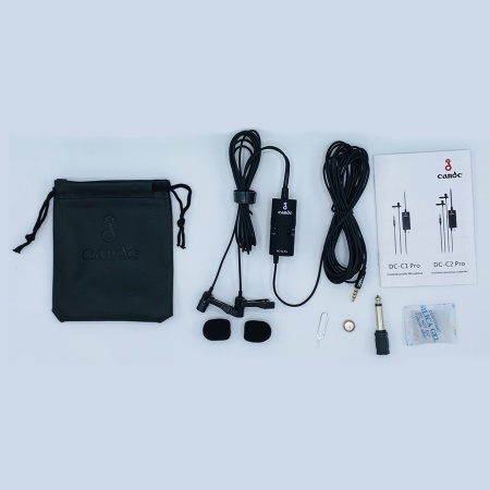 Микрофон петличный проводной CANDC DC-C2 Pro двойной, Jack 3.5mm, 6 м, черный фото
