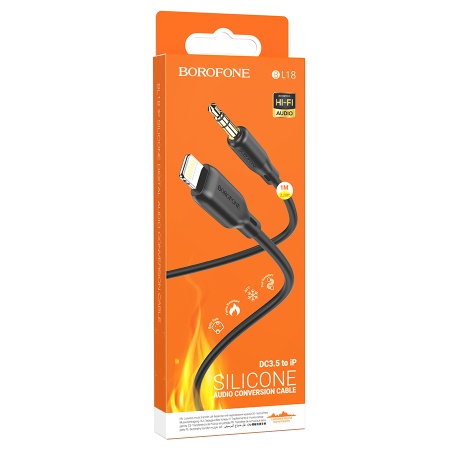 Аудиокабель BOROFONE BL18 AUX Jack 3,5 (m) - Lightning (m), 1 м, черный фото