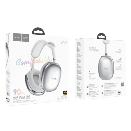 Беспроводные наушники накладные HOCO W55 Pleasing, Bluetooth, серебристый фото