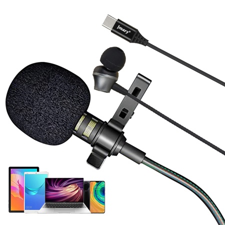 Микрофон петличный проводной JMARY MC-R6, Type-C, 3 м, черный фото