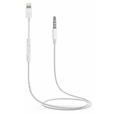 Аудиокабель  MH021 AUX с микрофоном Jack 3,5 (m) - Lightning (m), 1 м, белый фото