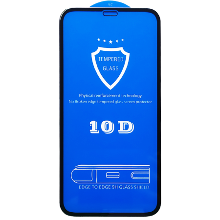 Защитное стекло 10D для iPhone 6+/6s+, Full Glue 3D, прозрачный+черная рамка фото