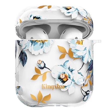 Чехол пластиковый Kingxbar со шнурком для Airpods 2, прозрачный, гардения (20) фото