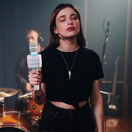 Микрофон беспроводной HOCO BK5 Cantando, Bluetooth, синий фото