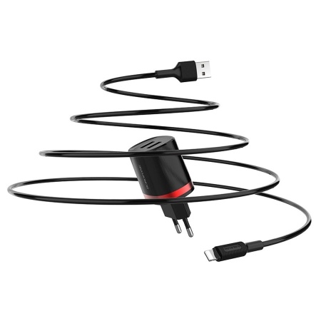 Сетевое зарядное устройство BOROFONE BA7A FlashPlug 2xUSB с Кабелем USB - Lightning, 2.4A, 10.8W, черный фото