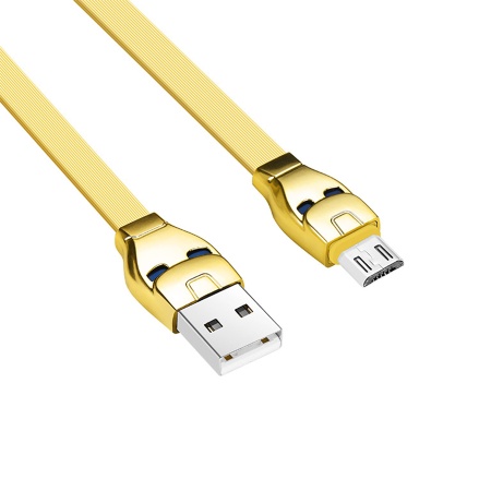 Кабель USB HOCO U14 Steel man USB - MicroUSB, 2.4А, 1.2 м, золотой фото