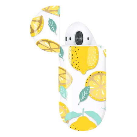 Чехол пластиковый Kingxbar со шнурком для Airpods 2, прозрачный, лимоны (1) фото