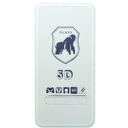 Защитное стекло Gorilla Glass 5D для iPhone XS Max/11 Pro Max, Full Glue 2.5D, прозрачный+белая рамка фото