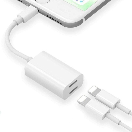 Переходник/Адаптер  MA015 2 в 1 Lightning (m) - Dual Lightning (f), 11 см, белый фото