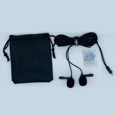 Микрофон петличный проводной CANDC DC-C10DM двойной, Lightning, черный фото