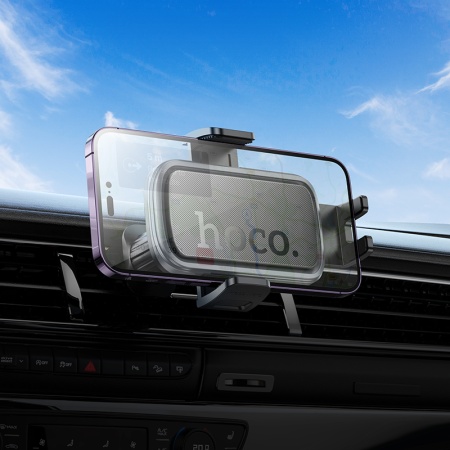 Автомобильный держатель HOCO H78 Vista, зажимной, на воздуховод, черный+серый металлик фото
