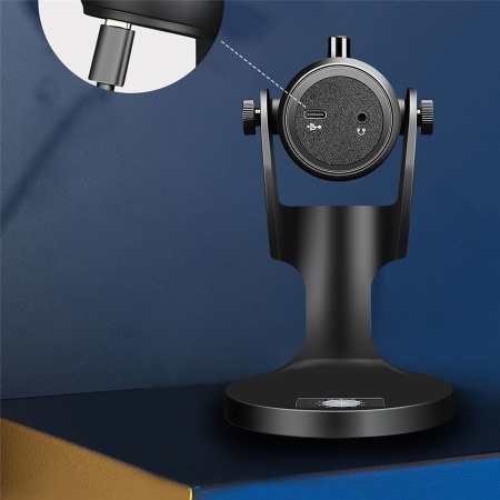 Микрофон универсальный кардиоидный JMARY MC-PW9 RGB, USB/Type-C+Jack 3.5 mm, 1.8 м, черный фото